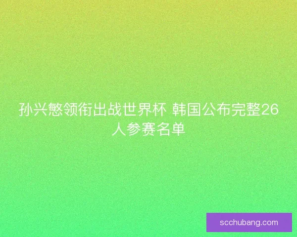 孙兴慜领衔出战世界杯 韩国公布完整26人参赛名单